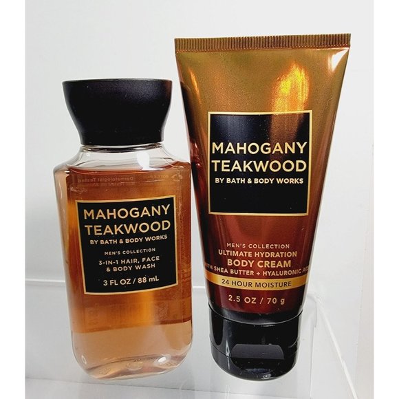 MAHOGANY TEAKWOOD Bath Body Works Travel Size Set Wash Body Cream NEW - Picture 1 of 6